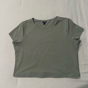 Express Sage Green Short Sleeve Crop Top